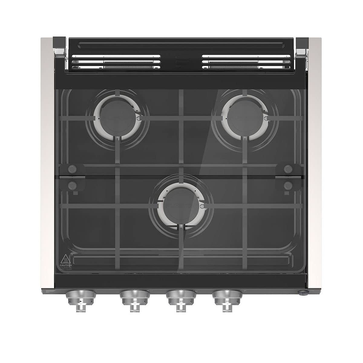 RANGE COOKTOP MATCH W/17IN & 21IN RANGE OVEN BLK W/LED KNOBS (PAINTED SLVR) + WIRED GRILL + GLASS