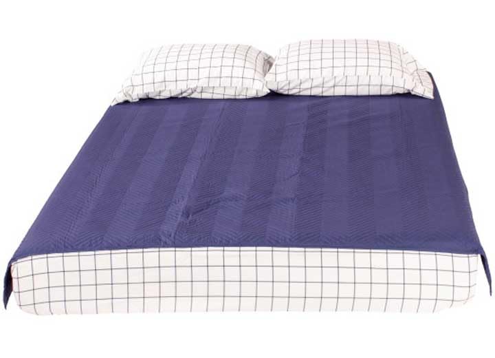 THOMAS PAYNE MICROFIBER 3IN1 TUCKED IN BEDCOVER SETSHORT QUEENNAVY CHECKERED