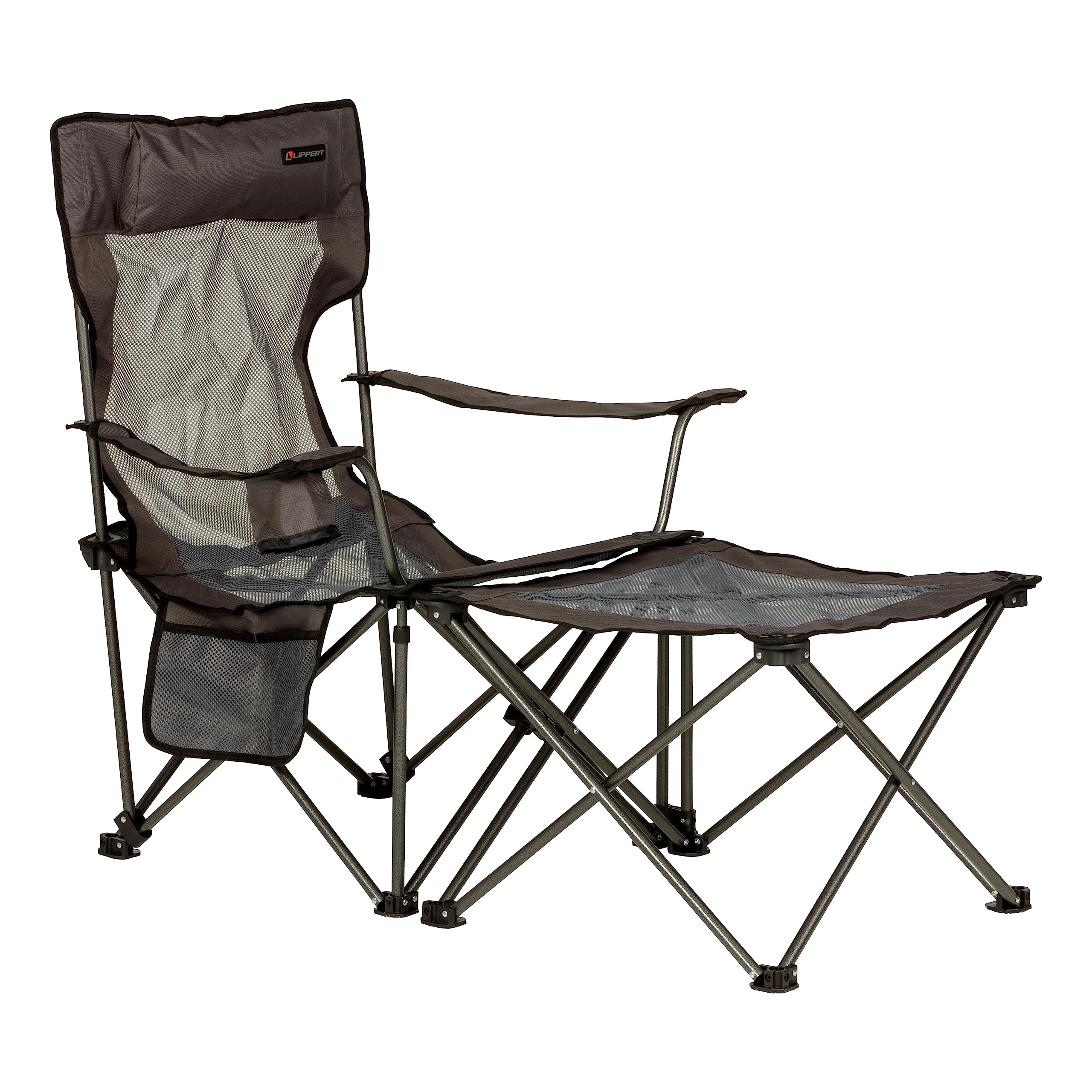CAMPFIRE 2 POSITION PADDED RECLINER WITH OTTOMAN DARK GREY