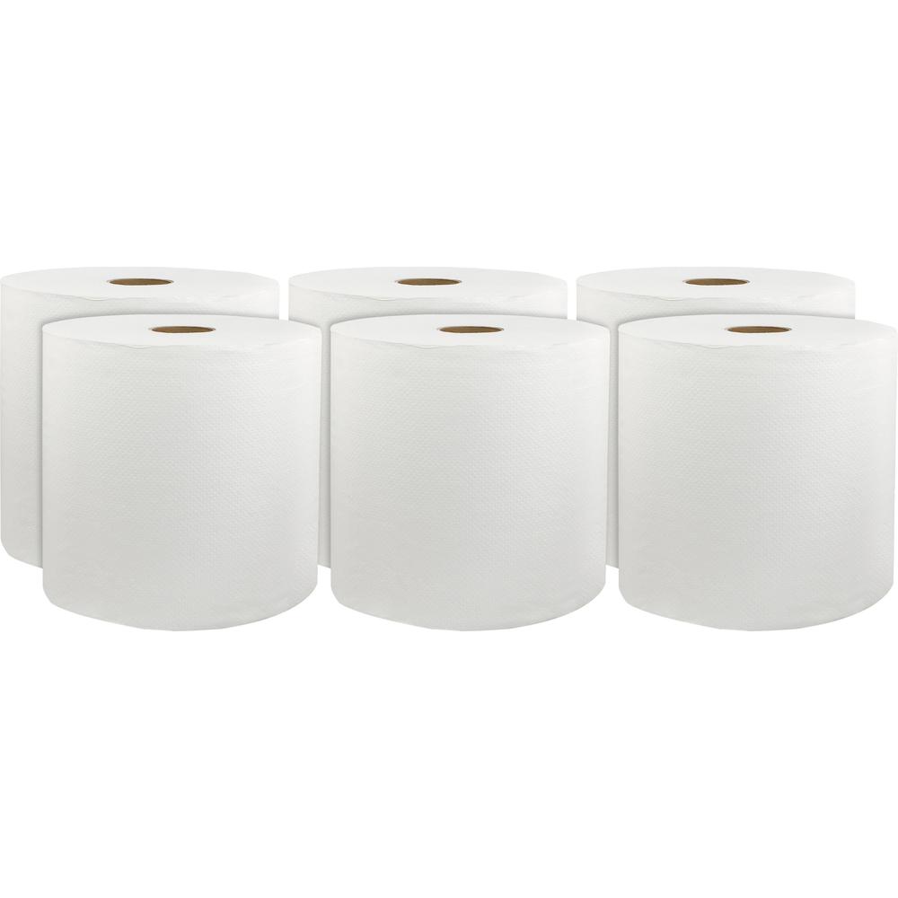 Livi Solaris Paper Hardwound Paper Towels - 1 Ply - 8" x 800 ft - White - Virgin Fiber - Embossed, Absorbent, Durable - For Hand