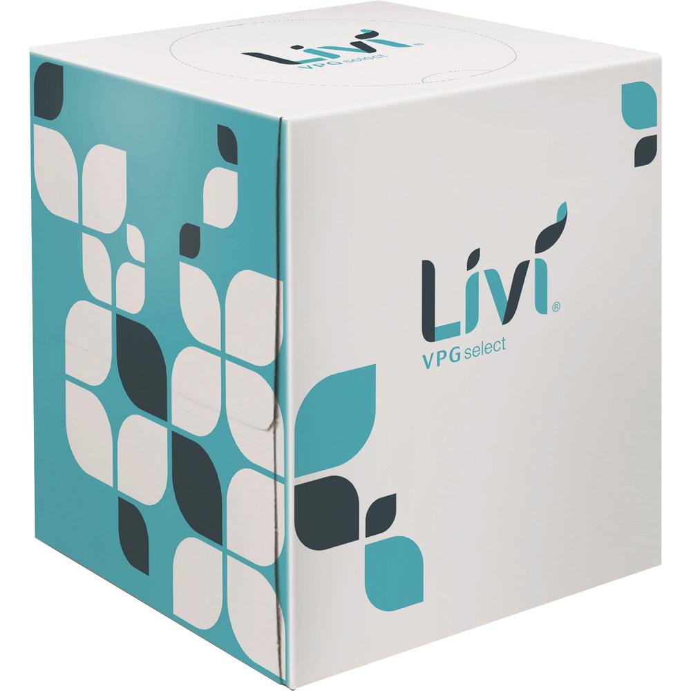 Livi VPG Facial Tissues - 2 Ply - White - Virgin Fiber - Embossed, Absorbent - For Business, Restaurant, Hotel - 90 Per Box - 36
