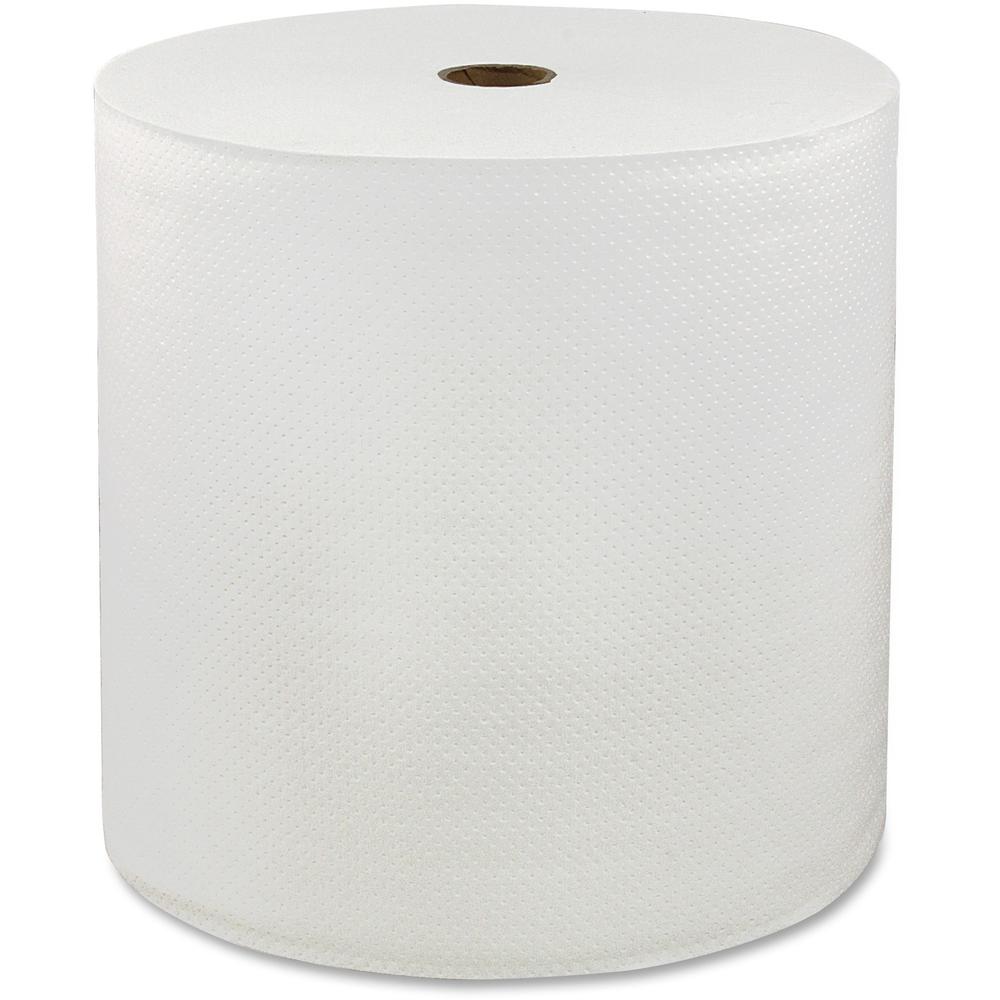 LoCor Paper Hardwound Roll Towels - 1 Ply - 7" x 850 ft - White - Embossed, Absorbent, Soft - For Restroom, Washroom - 6 Rolls P