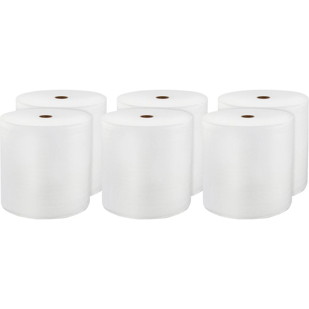 LoCor Hardwound Roll Towels - 1 Ply - 8" x 800 ft - White - Virgin Fiber - Hygienic, Embossed, Strong, Absorbent - For Washroom 