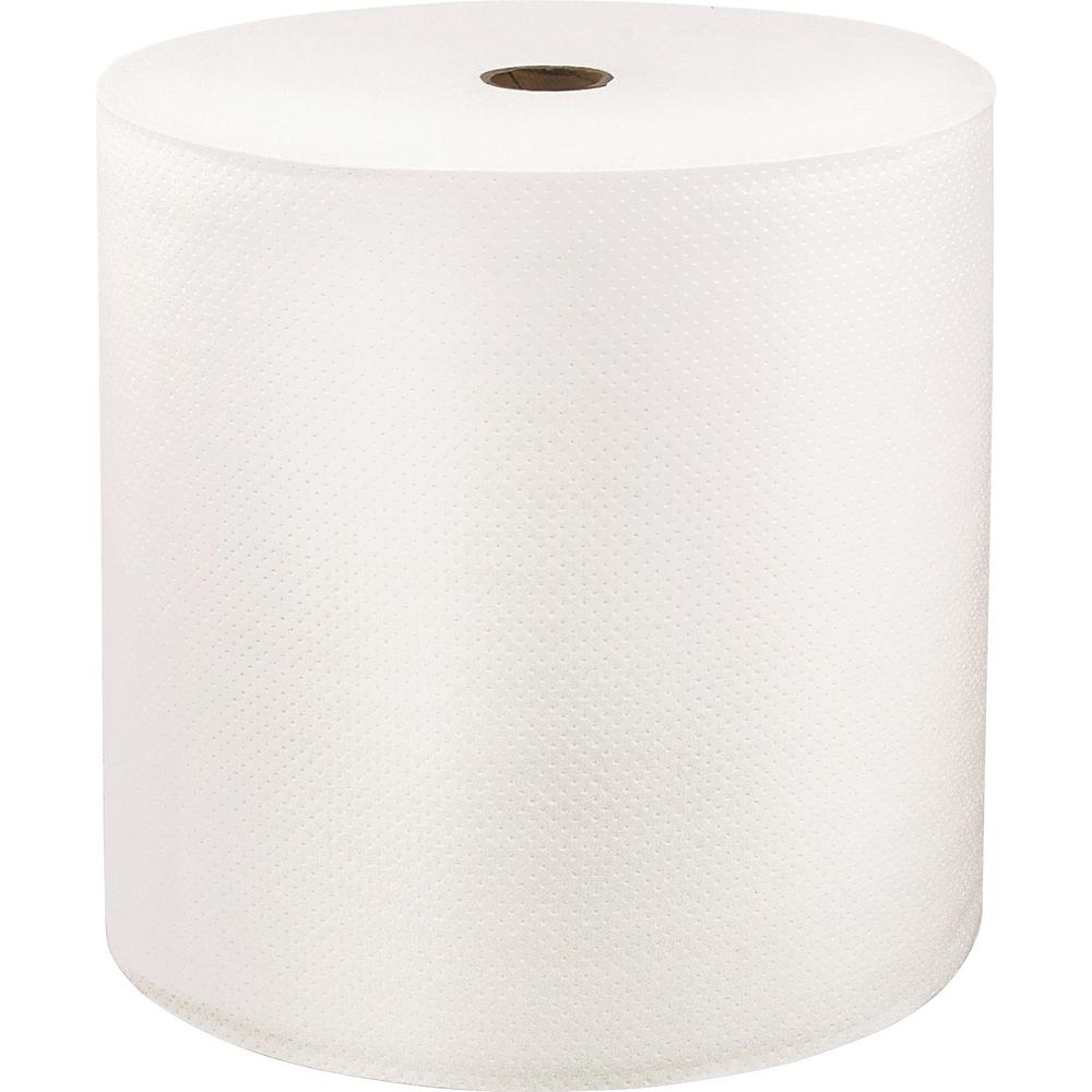 LoCor Hardwound Roll Towels - 1 Ply - 8" x 1000 ft - Bright White - Fiber - Eco-friendly, Soft, Absorbent, Strong - For Hand - 6