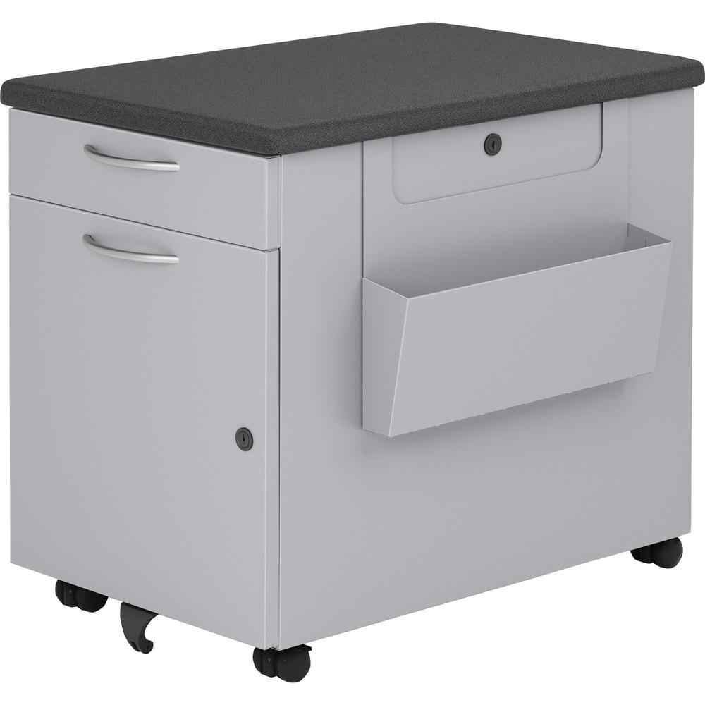 Lorell Chester Cabinet - 23.5" x 15.3" x 22.3" for File - Versatile, Removable Lock, Anti-tip - Metallic Silver - Metal