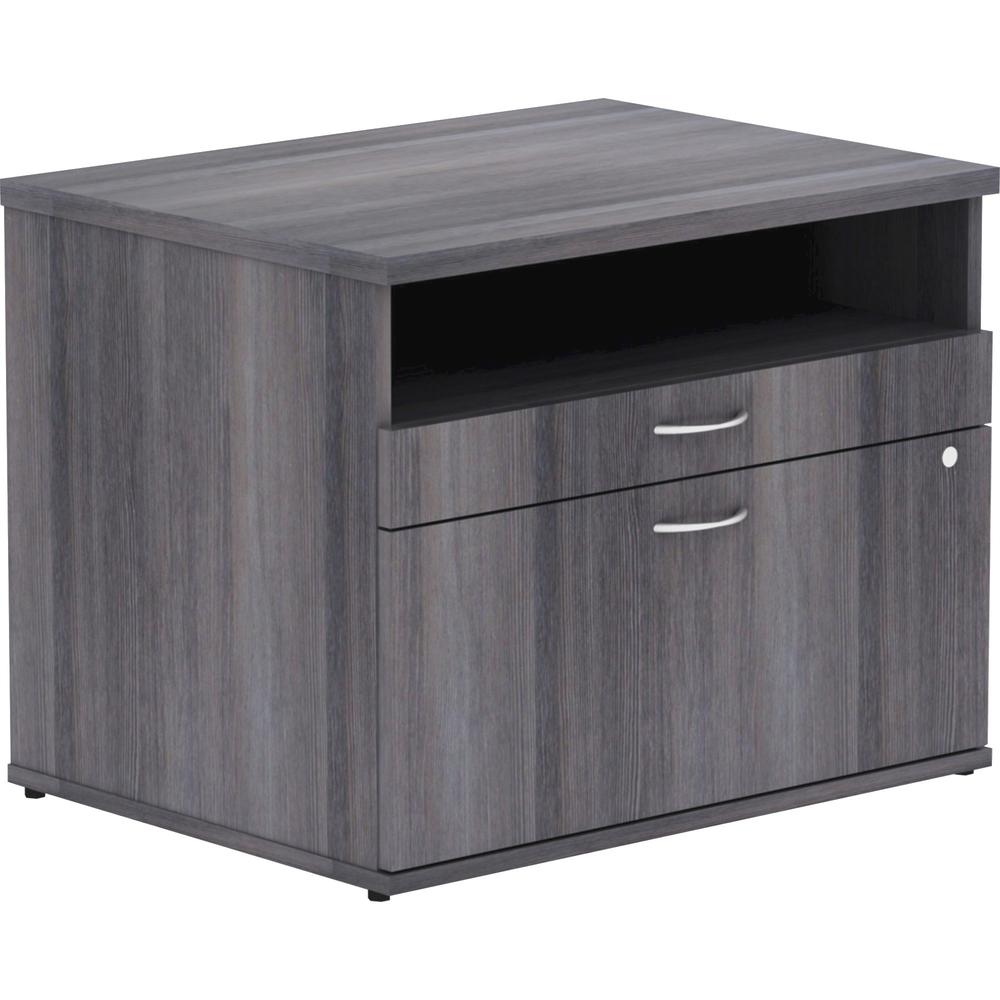 Lorell Relevance Series Charcoal Laminate Office Furniture Credenza - 2-Drawer - 29.5" x 22" x 23.1" - 2 x File Drawer(s) - 1 Sh