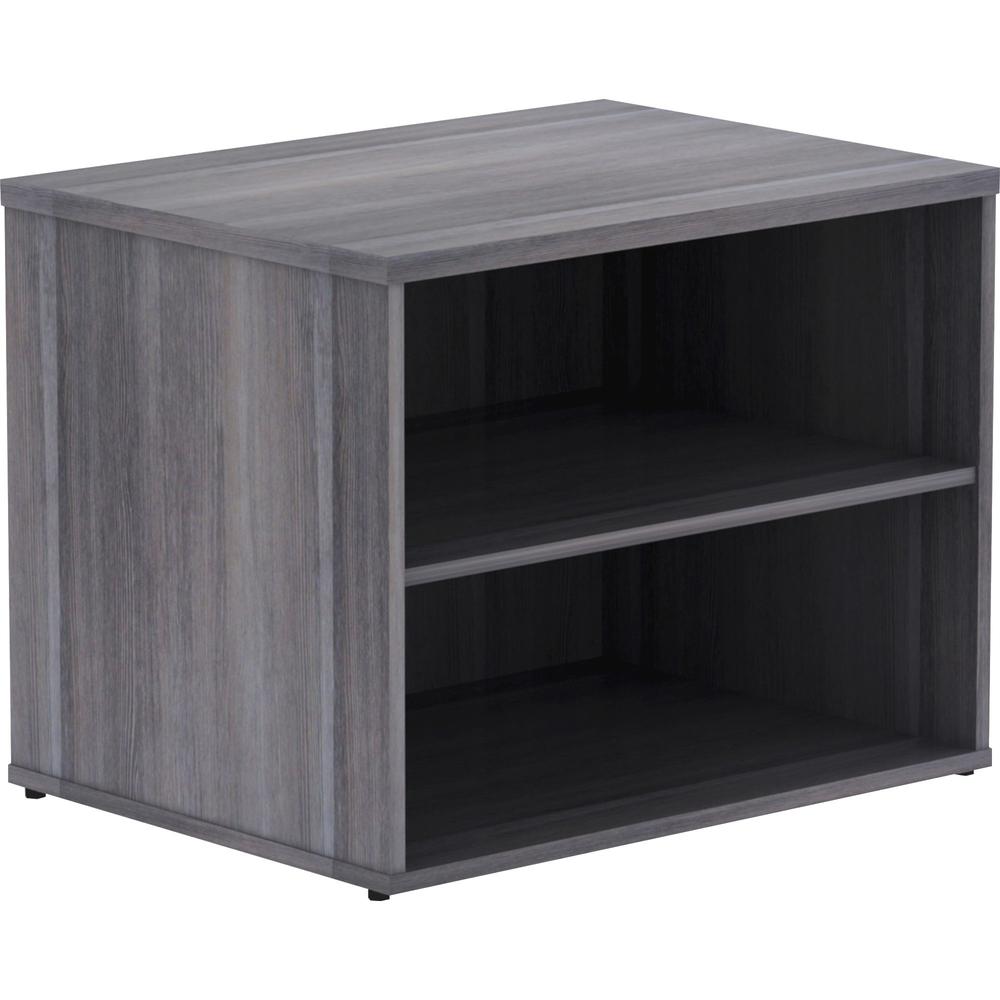 Lorell Relevance Series Charcoal Laminate Office Furniture Credenza - 29.5" x 22" x 23.1" - 2 Shelve(s) - Finish: Charcoal, Lami