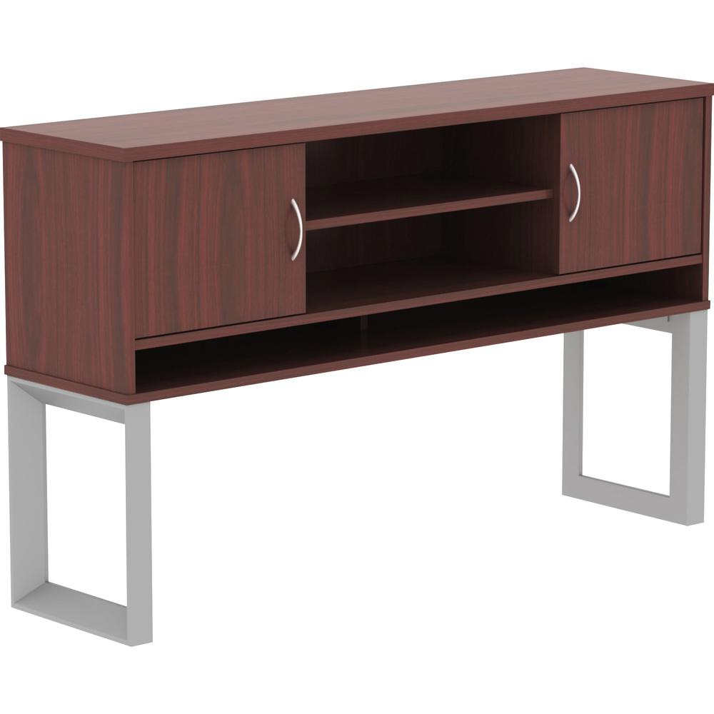 Lorell Relevance Series Mahogany Laminate Office Furniture Hutch - 59" x 15" x 36" - 3 Shelve(s) - Finish: Mahogany, Laminate
