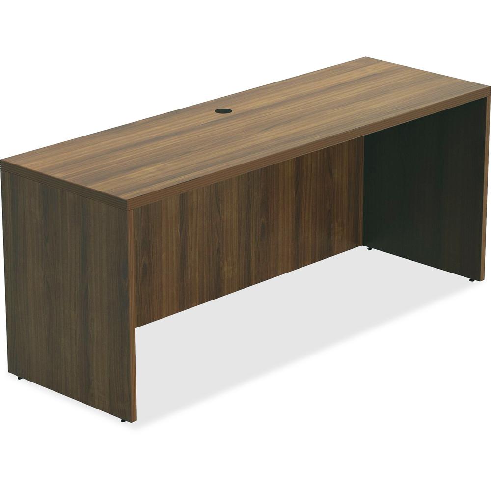 Lorell Chateau Series Walnut Laminate Desking Credenza - 70.9" x 23.6"30" Credenza, 1.5" Top - Reeded Edge - Material: P2 Partic