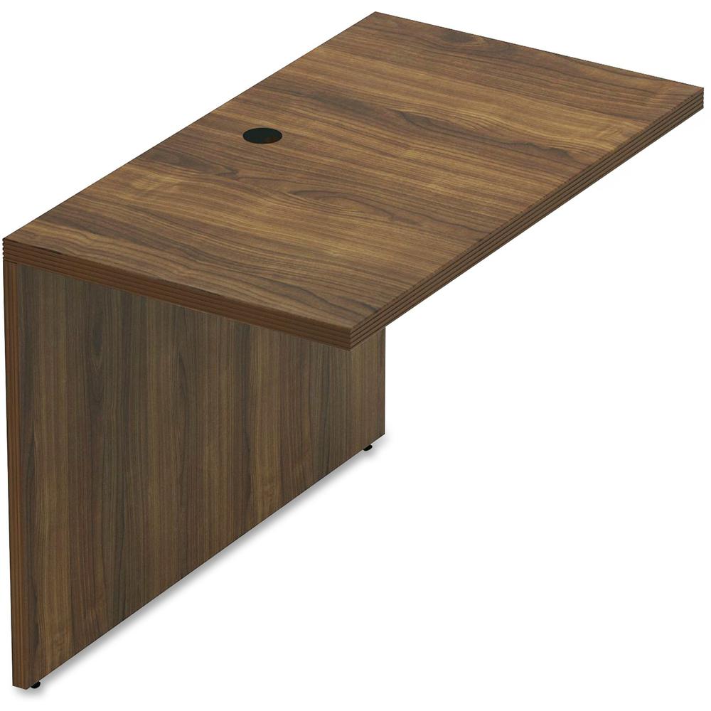 Lorell Chateau Series Walnut Laminate Desking - 41.4" x 23.6"30" Bridge, 1.5" Top - Reeded Edge - Material: P2 Particleboard - F