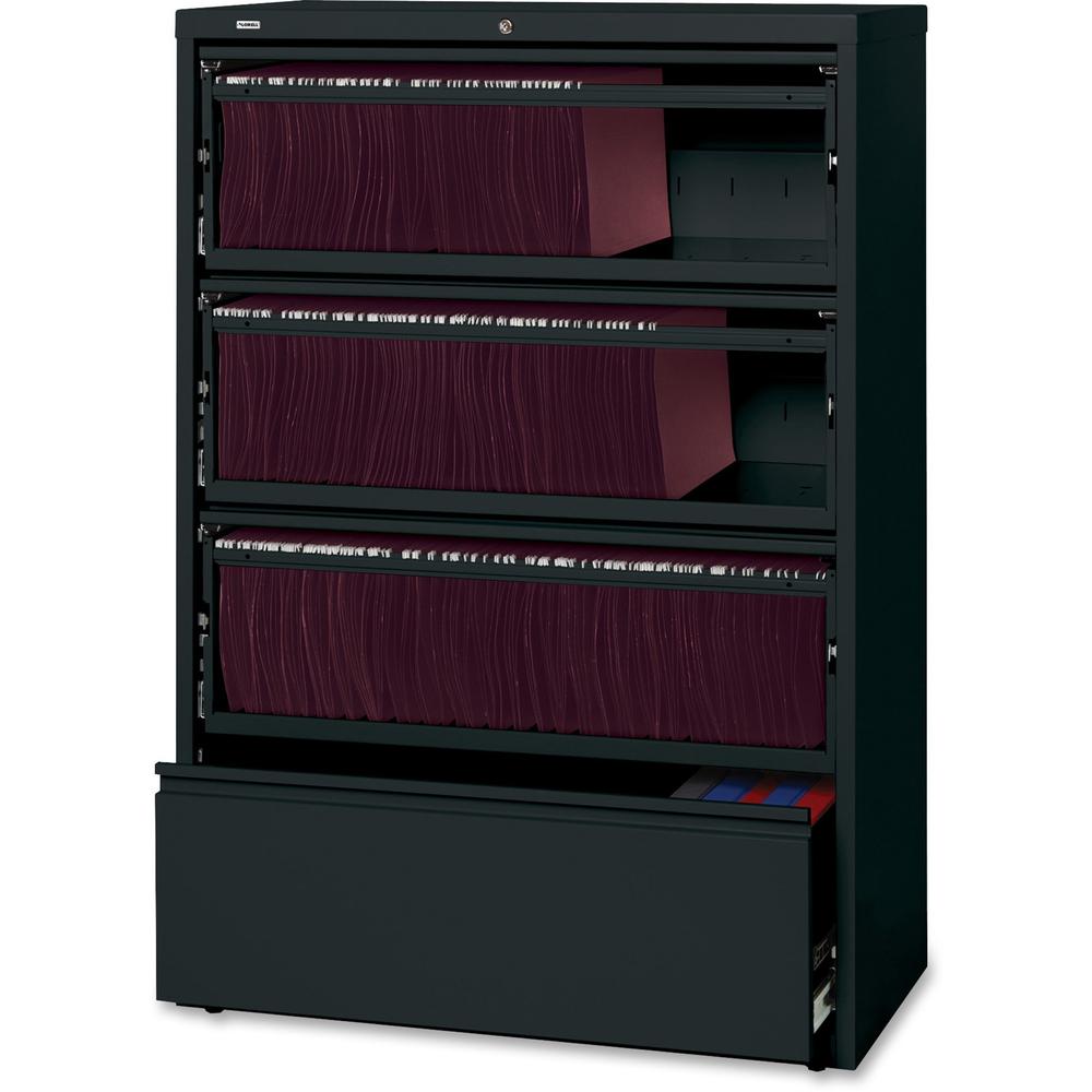 Lorell Receding Lateral File with Roll Out Shelves - 4-Drawer - 36" x 18.6" x 52.5" - 4 x Drawer(s) for File - A4, Letter, Legal
