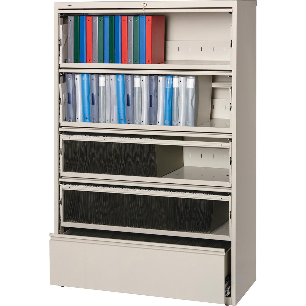 Lorell Receding Lateral File with Roll Out Shelves - 5-Drawer - 42" x 18.6" x 68.8" - 5 x Drawer(s) for File - Legal, Letter, A4