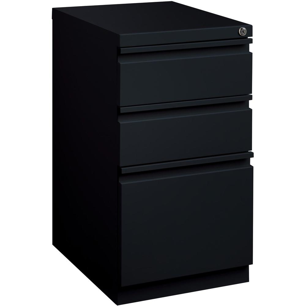 Lorell Mobile File Pedestal - 15" x 20" x 27.8" - Letter - Ball-bearing Suspension, Recessed Handle, Security Lock - Black - Ste