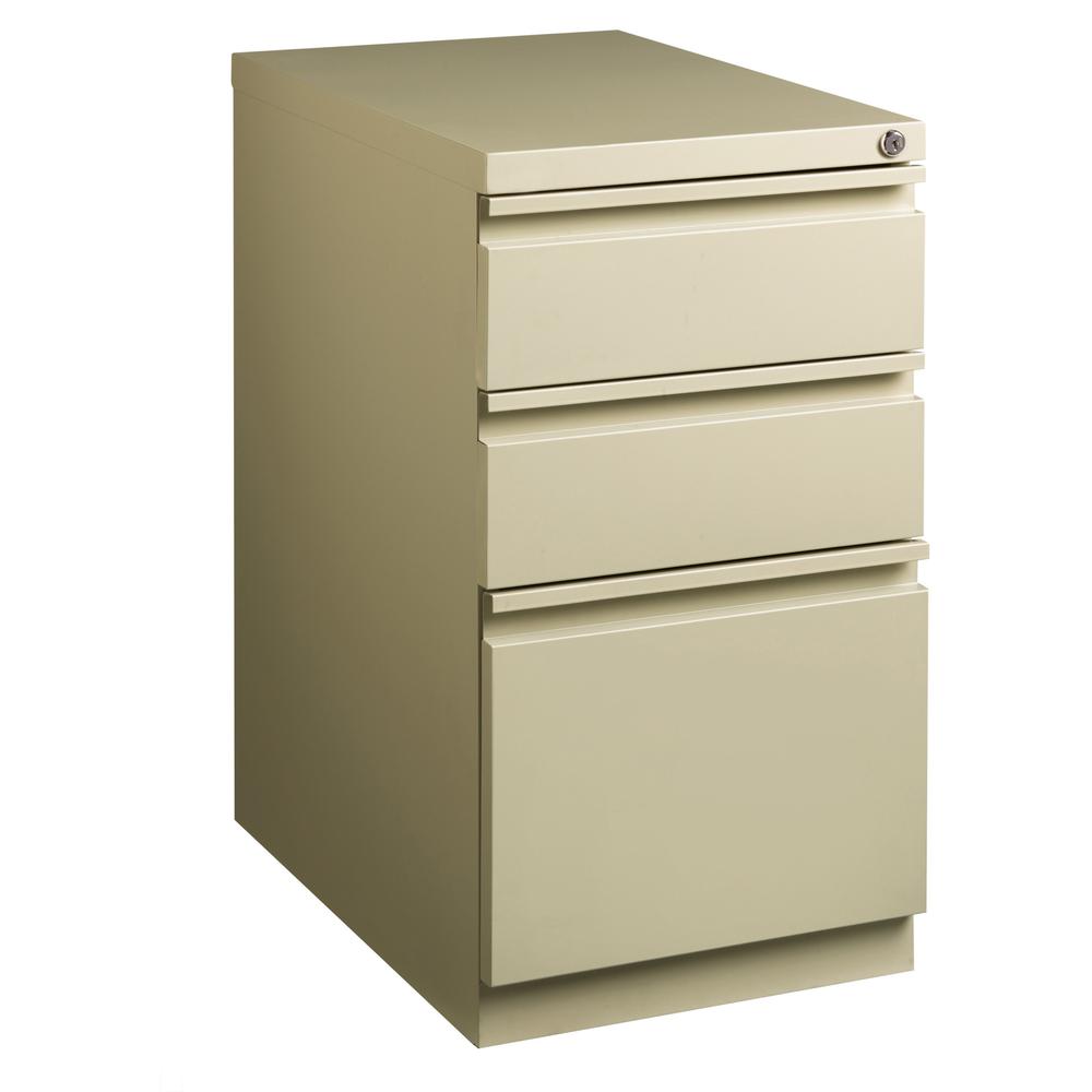 Lorell Mobile File Pedestal - 15" x 22.9" x 27.8" - Letter - Recessed Handle, Ball-bearing Suspension, Security Lock - Putty - S