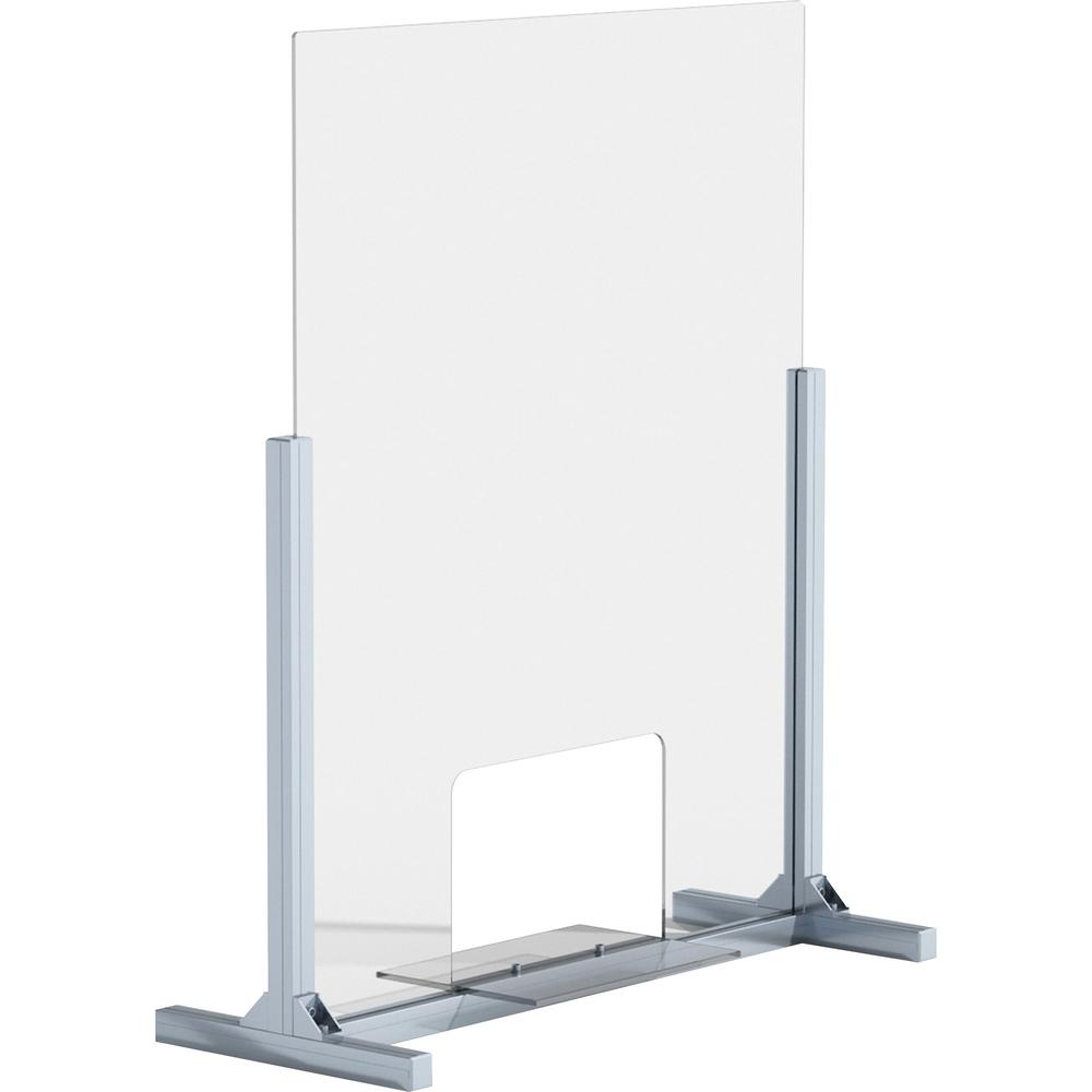 Lorell Removable Shelf Glass Protective Screen - 30" Width x 0.3" Depth x 36" Height - 1 Each - Clear - Tempered Glass, Aluminum