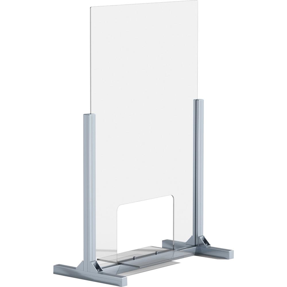 Lorell Removable Shelf Glass Protective Screen - 24" Width x 0.3" Depth x 36" Height - 1 Each - Clear - Tempered Glass, Aluminum