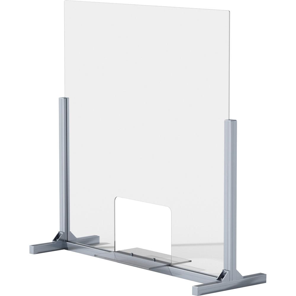 Lorell Removable Shelf Glass Protective Screen - 36" Width x 0.3" Depth x 36" Height - 1 Each - Clear - Tempered Glass, Aluminum