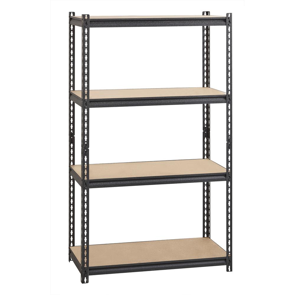 Lorell 2,300 lb Capacity Riveted Steel Shelving - 60" Height x 36" Width x 18" Depth - 30% Recycled - Black - Steel, Particleboa
