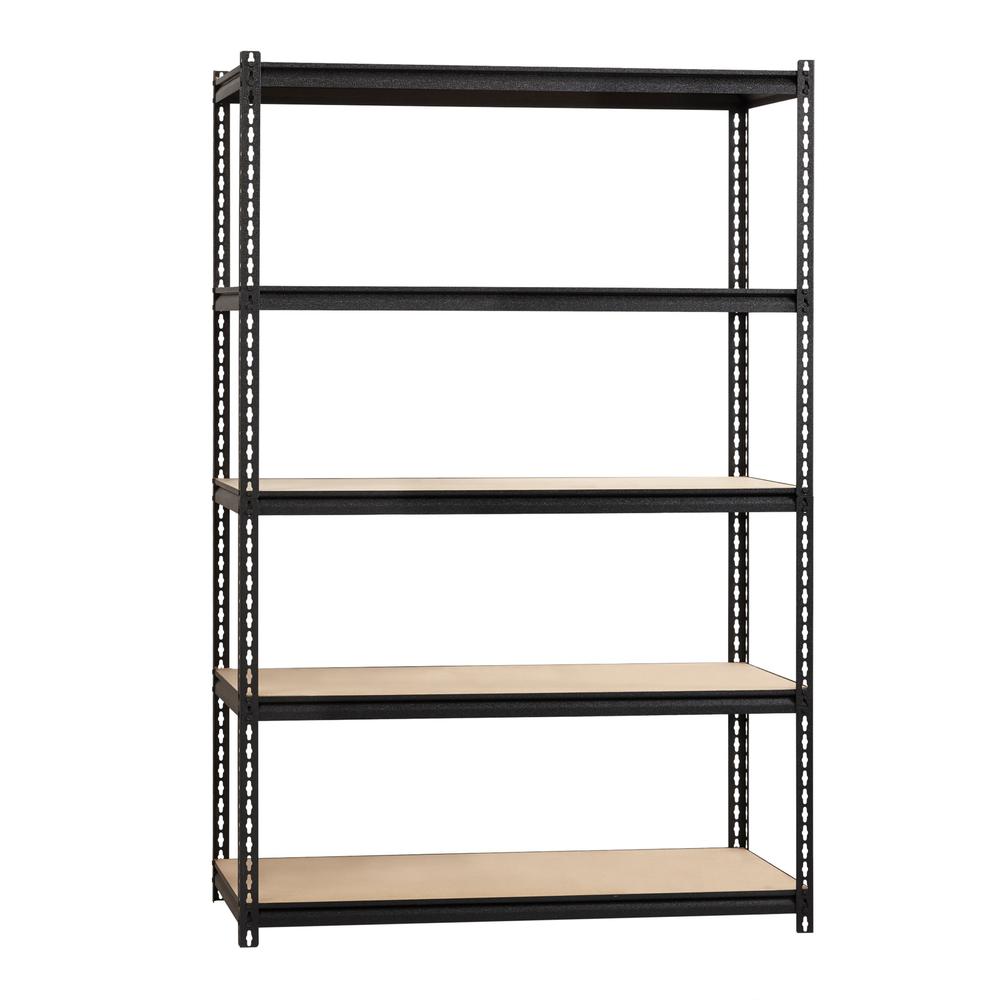 Lorell 2,300 lb Capacity Riveted Steel Shelving - 72" Height x 48" Width x 18" Depth - 30% Recycled - Black - Steel, Particleboa