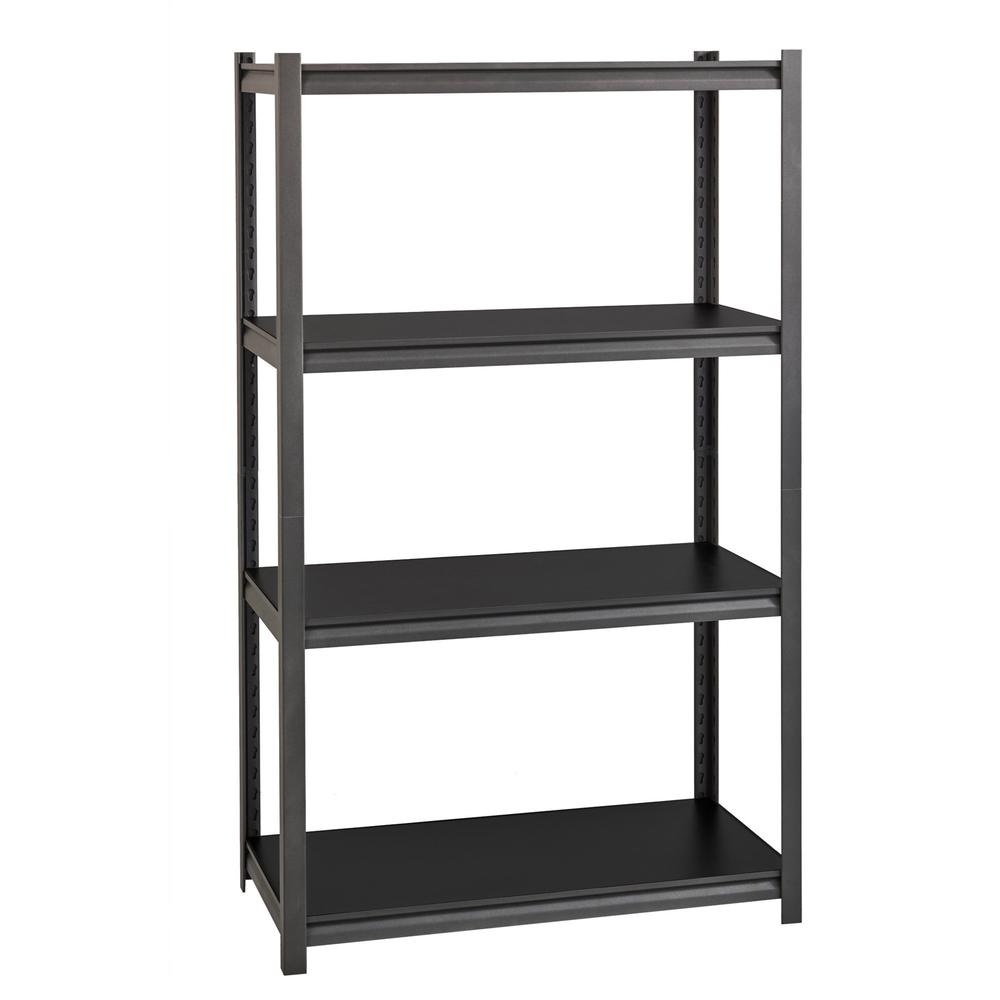 Lorell 3,200 lb Capacity Riveted Steel Shelving - 60" Height x 36" Width x 18" Depth - 30% Recycled - Black - Steel, Laminate - 