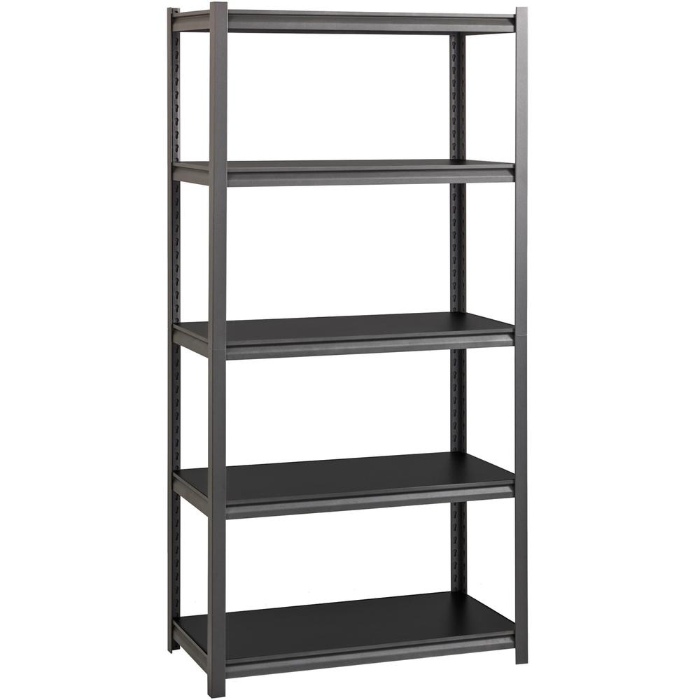 Lorell 3,200 lb Capacity Riveted Steel Shelving - 72" Height x 36" Width x 18" Depth - 30% Recycled - Black - Steel, Laminate - 