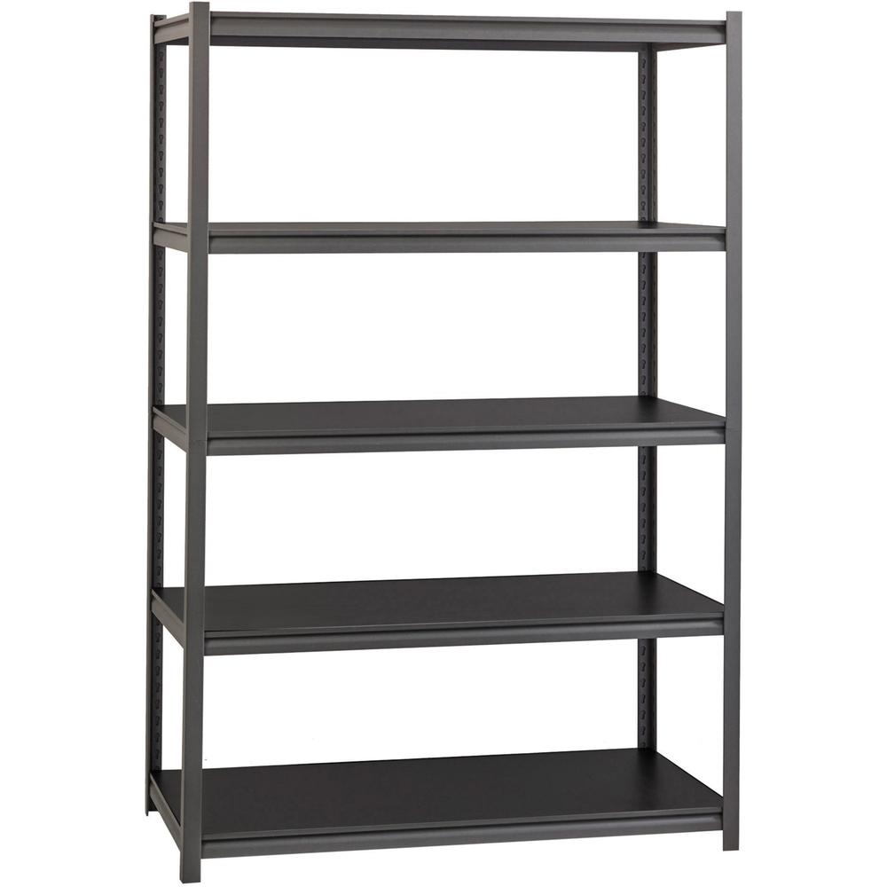 Lorell 3,200 lb Capacity Riveted Steel Shelving - 72" Height x 48" Width x 18" Depth - 30% Recycled - Black - Steel, Laminate - 