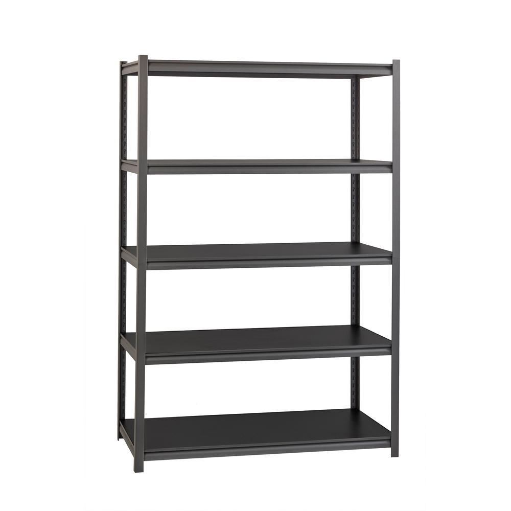 Lorell 3,200 lb Capacity Riveted Steel Shelving - 72" Height x 48" Width x 24" Depth - 30% Recycled - Black - Steel, Laminate - 