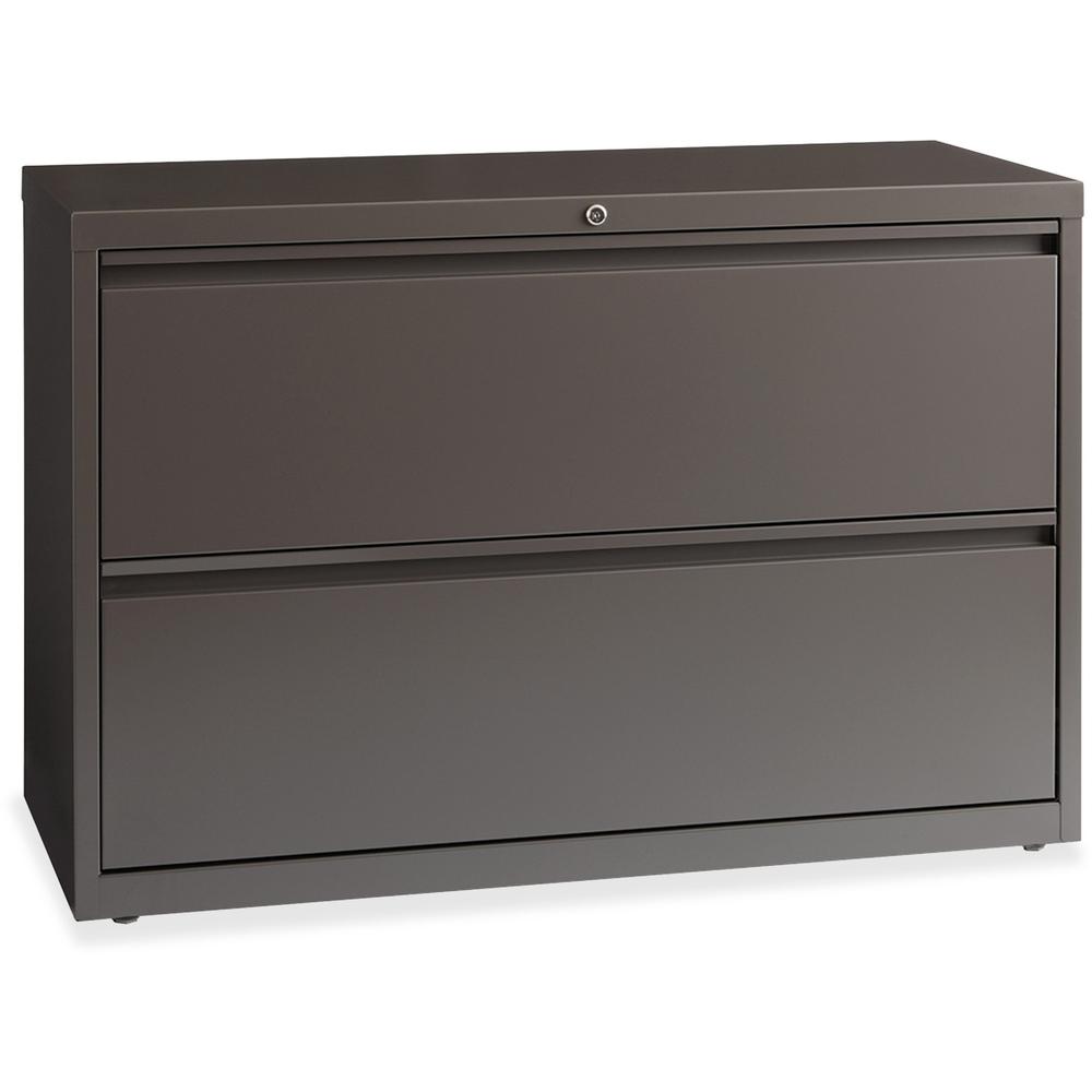 Lorell Fortress Series 42'' Lateral File - 2-Drawer - 42" x 18.6" x 28" - 1 x Shelf(ves) - 2 x Drawer(s) for File - Letter, Lega