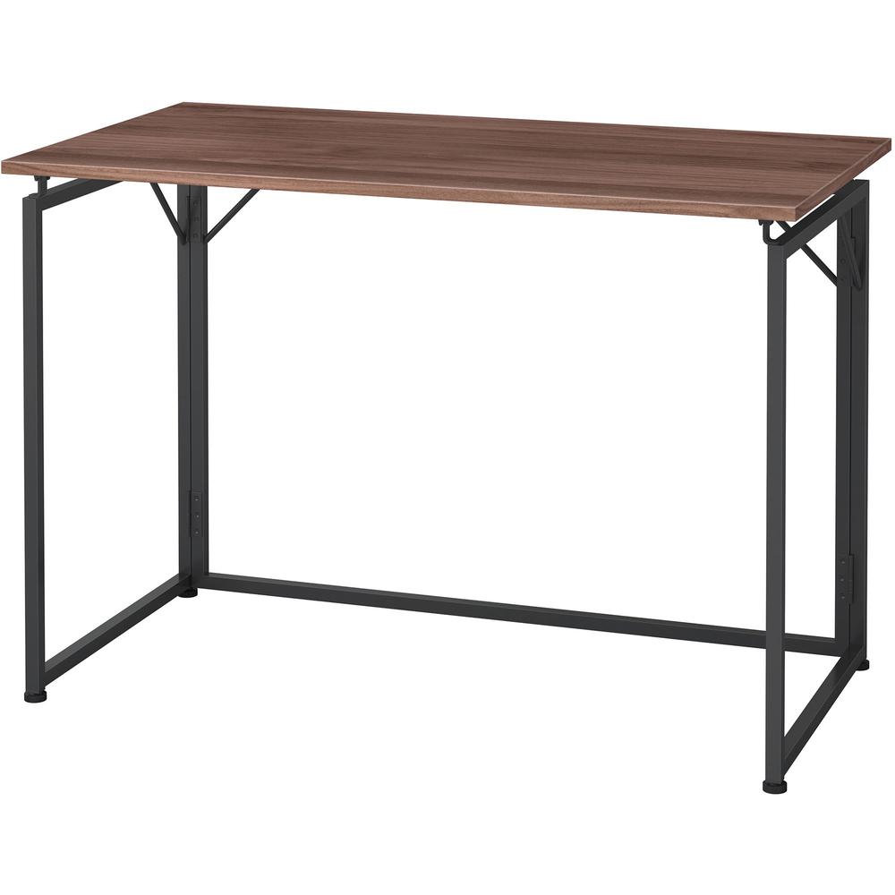 Lorell Folding Desk - Walnut Laminate Rectangle Top - Black Base x 43.30" Table Top Width x 23.62" Table Top Depth - 30" Height 