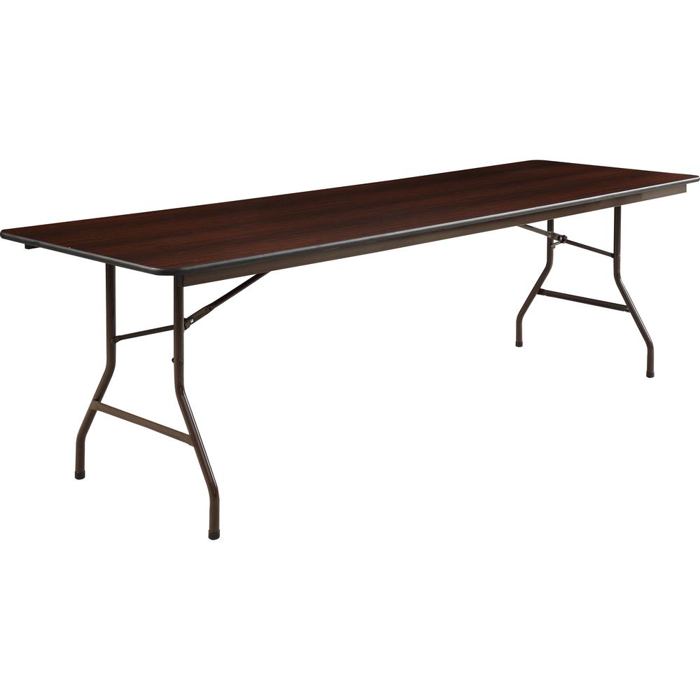 Lorell Economy Folding Table - Melamine Rectangle Top - 96" Table Top Length x 30" Table Top Width x 0.63" Table Top Thickness -