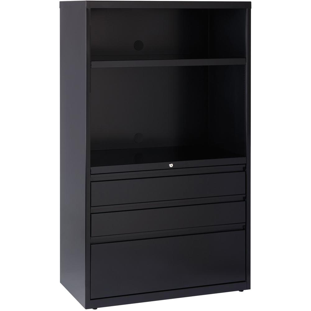 Lorell 36" Lateral File Drawer Combo Unit - 36" x 18.6" x 60" - 2 x Shelf(ves) - 3 x Drawer(s) for Box, File - Legal, Letter, A4