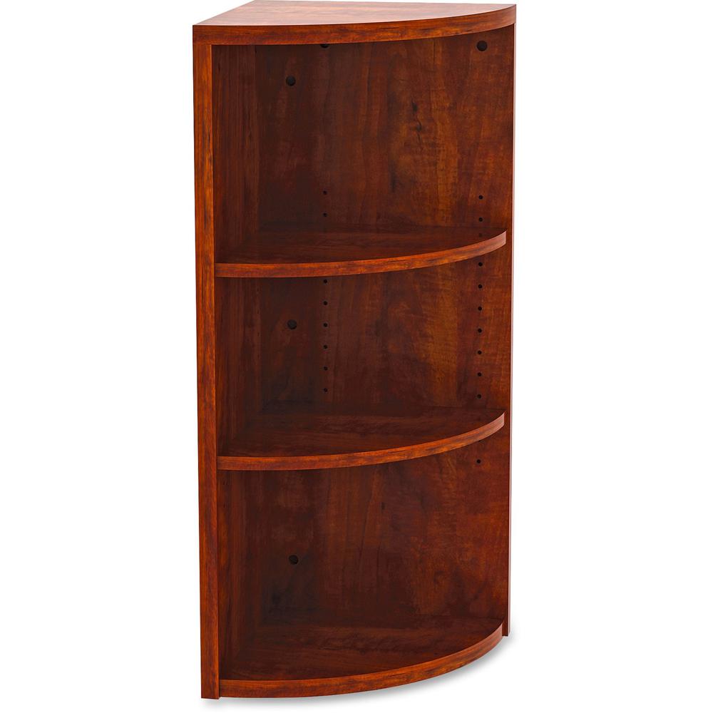 Lorell Essentials Series Cherry Laminate Corner Bookcase - 36" Height x 14.8" Width x 14.8" Depth - Floor - Cherry - Laminate, P