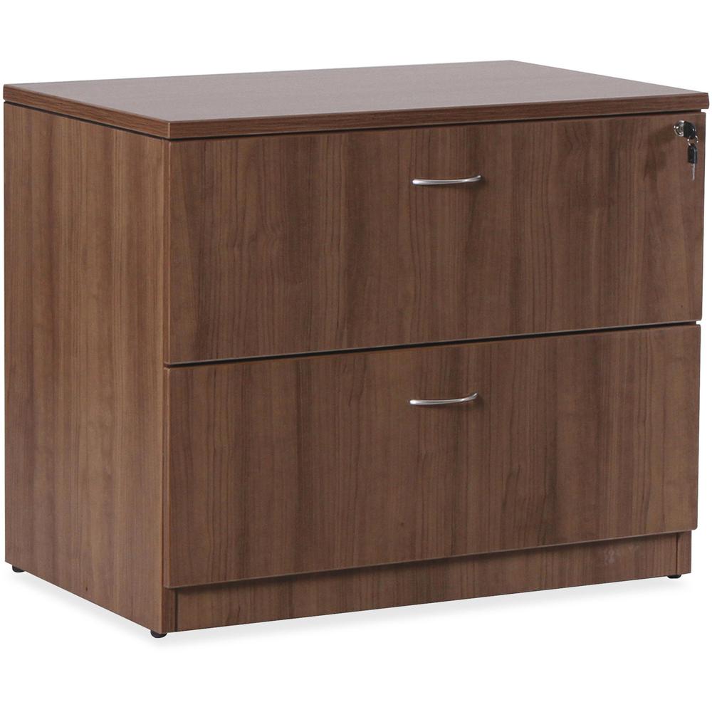 Lorell Essentials Series Walnut Laminate Lateral File - 2-Drawer - 1" Top, 0.1" Edge, 35.5" x 22"29.5" Lateral File - 2 x File D