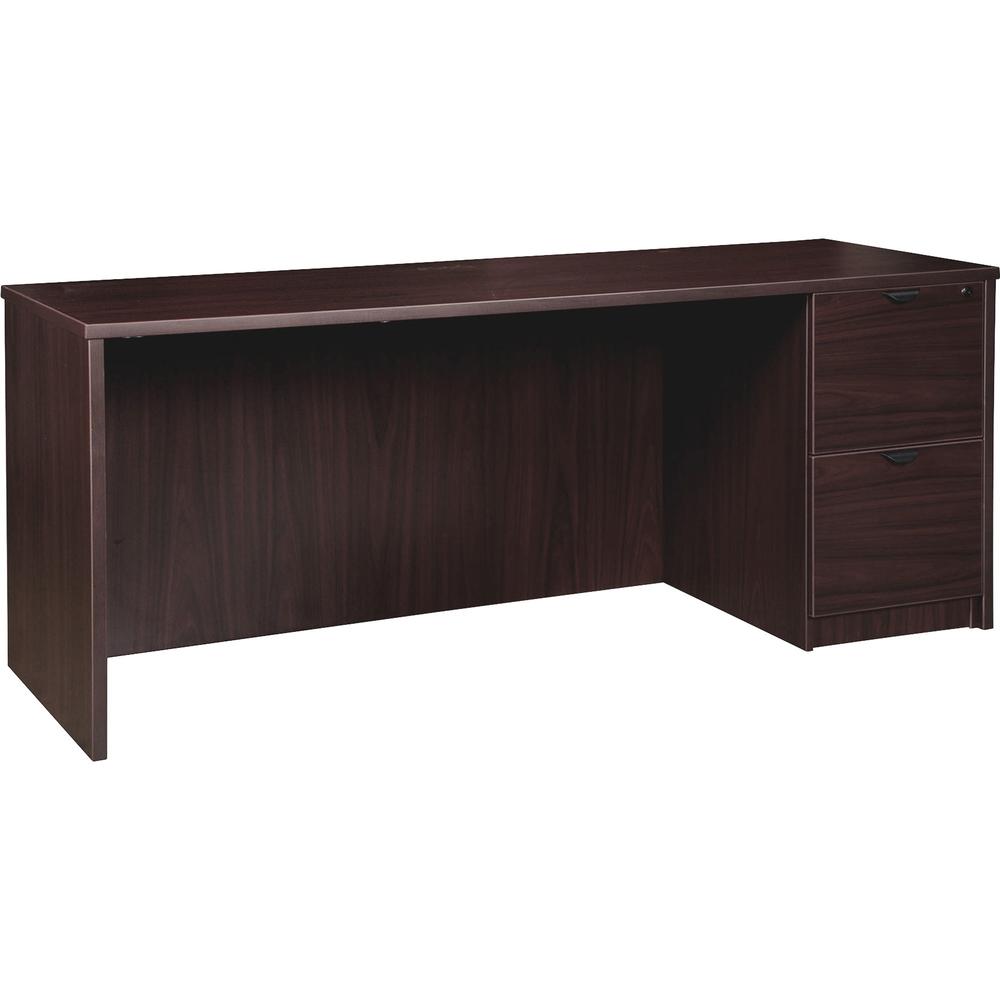 Lorell Prominence 2.0 Espresso Laminate Right-Pedestal Credenza - 2-Drawer - 72" x 24"29" , 1" Top - 2 x File Drawer(s) - Single