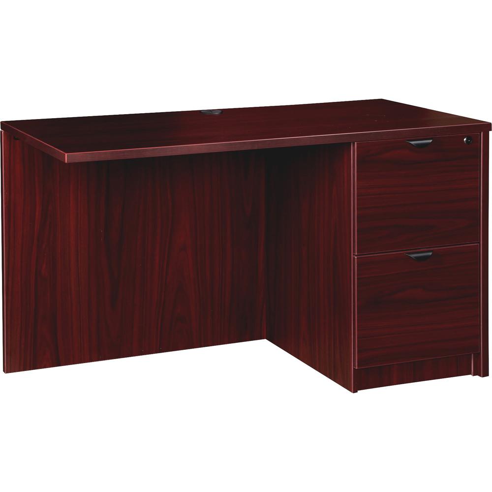 Lorell Prominence 2.0 Mahogany Laminate Right Return - 2-Drawer - 48" x 24"29" , 1" Top - 2 x File Drawer(s) - Band Edge - Mater