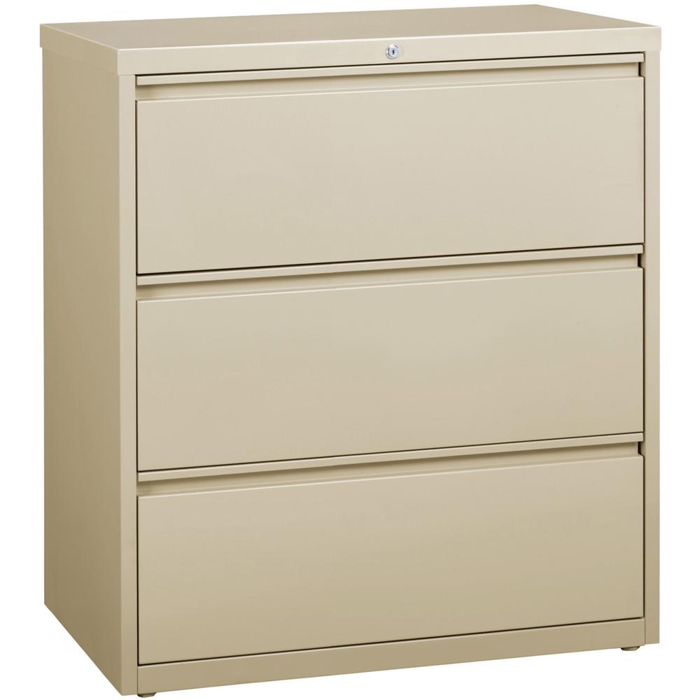 Lorell 3-Drawer Putty Lateral Files - 36" x 18.6" x 40.3" - 3 x Drawer(s) for File - Letter, Legal, A4 - Lateral - Locking Drawe