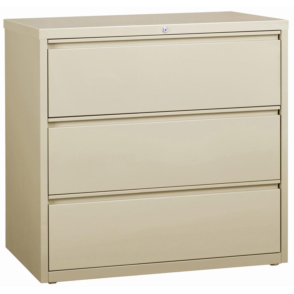 Lorell 3-Drawer Putty Lateral Files - 42" x 18.6" x 40.3" - 3 x Drawer(s) for File - Letter, Legal, A4 - Lateral - Locking Drawe