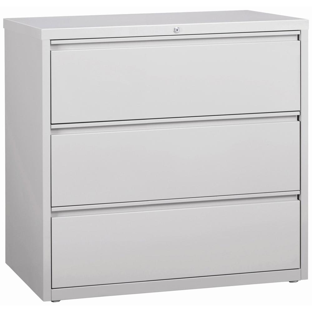Lorell 3-Drawer Light Gray Lateral Files - 42" x 18.6" x 40.3" - 3 x Drawer(s) for File - Letter, Legal, A4 - Lateral - Locking 