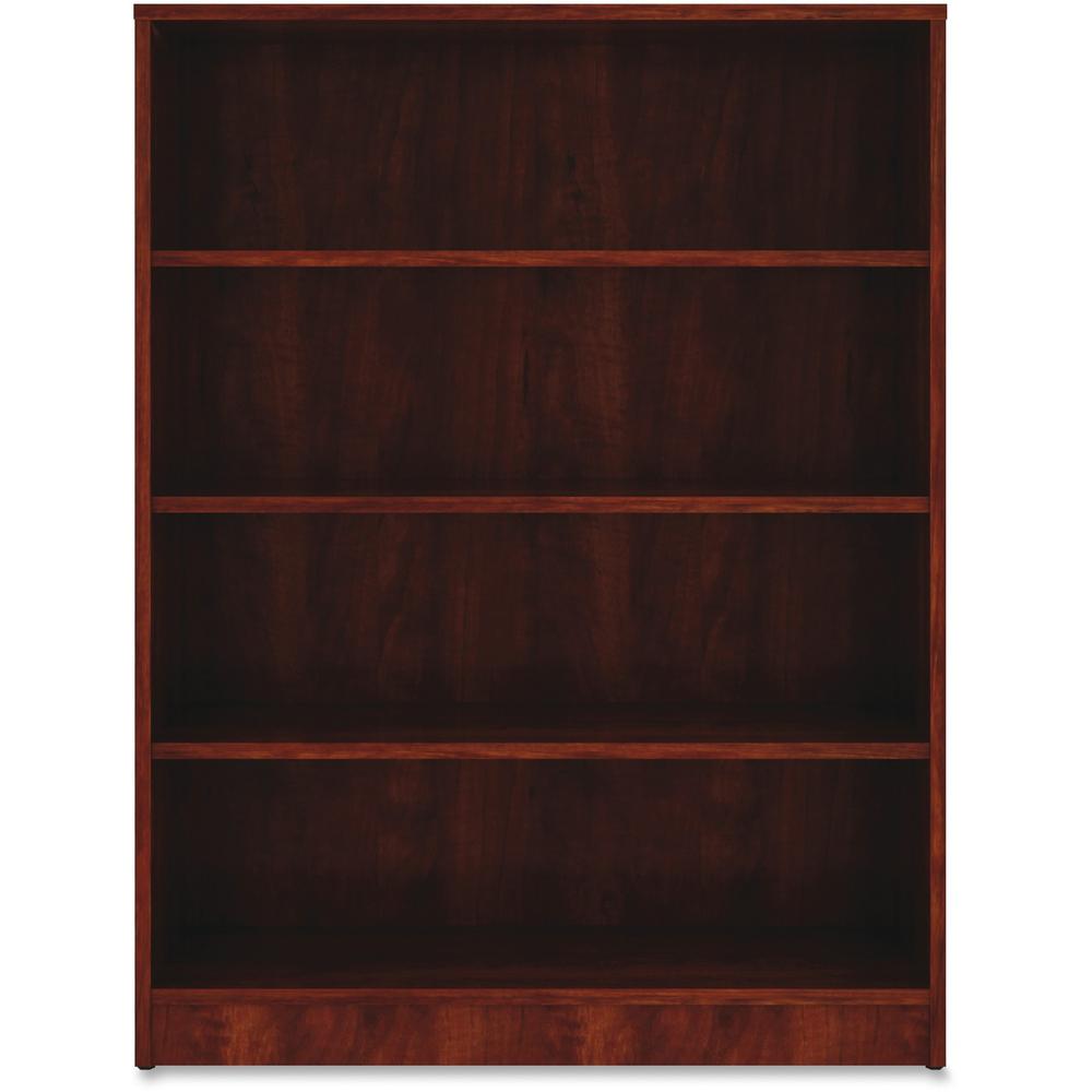Lorell Cherry Laminate Bookcase - 48" Height x 36" Width x 12" Depth - Sturdy, Adjustable Feet - Cherry - Laminate - 1 Each
