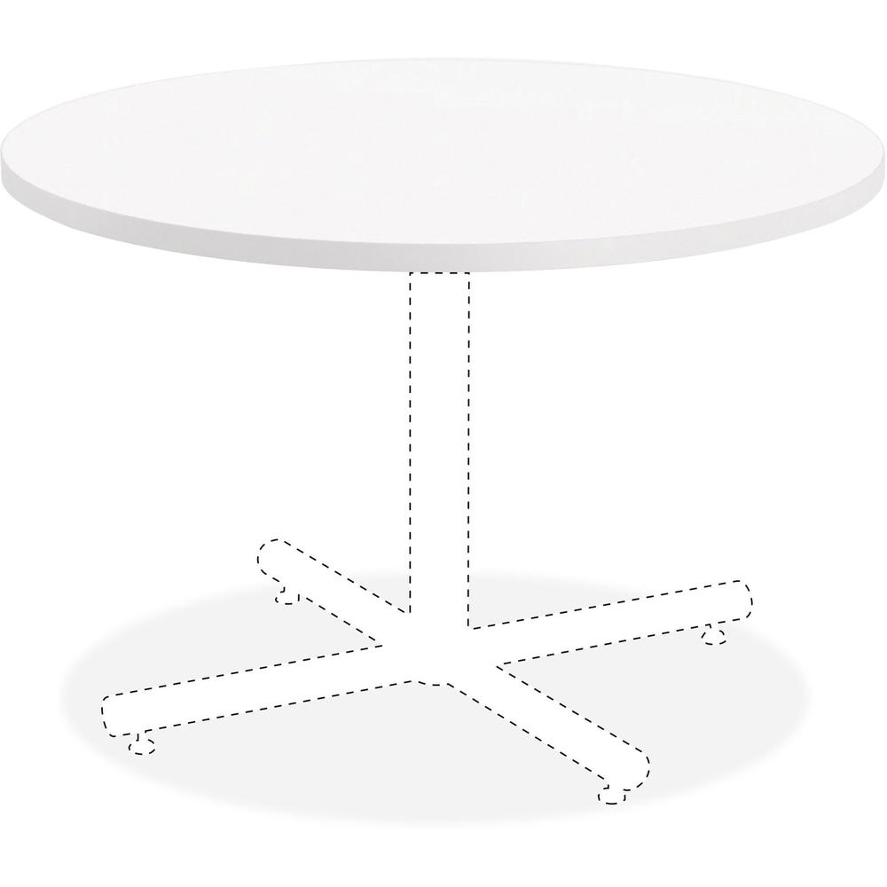 Lorell Hospitality White Laminate Round Tabletop - High Pressure Laminate (HPL) Round, White Top x 1.25" Table Top Thickness x 3
