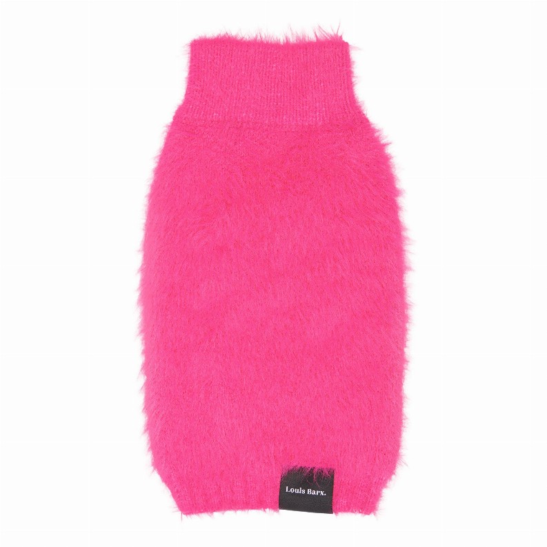 Fluffy Knit Sweater - "Feather-ly Ever After" - Small Hot Pink