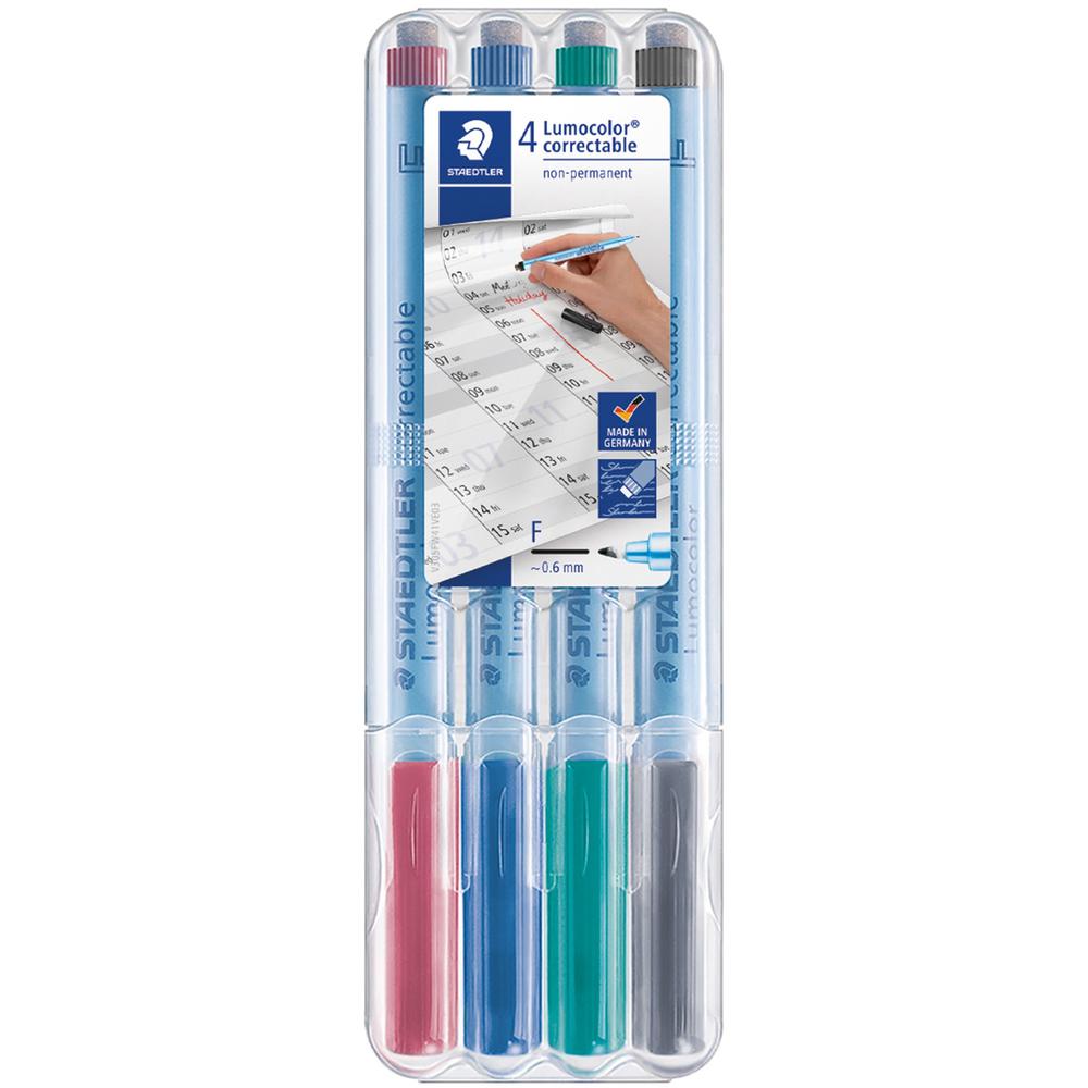 Lumocolor Correctable Marker Pens - Fine Marker Point - 0.6 mm Marker Point Size - Refillable - Assorted - Polypropylene Barrel 