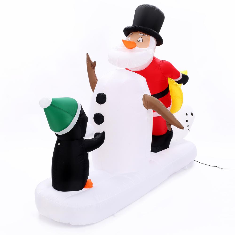 6Ft Santa Snowman and Penguin Inflatable with LED Lights