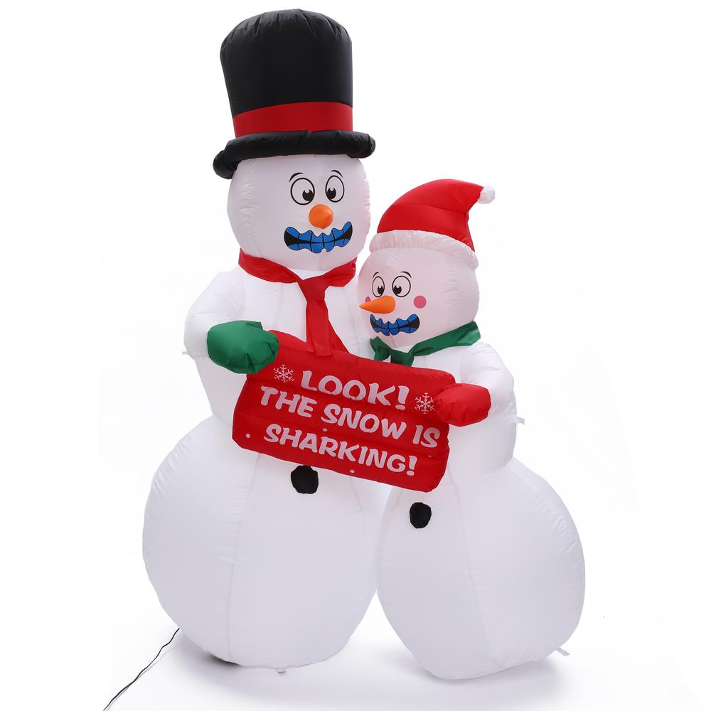 6Ft Shaking Snowman Couple Inflatable with LED Lights