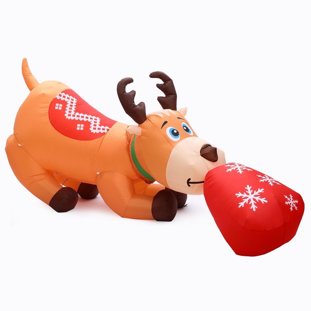 9Ft Reindeer and Gift Inflatable with LED Lights