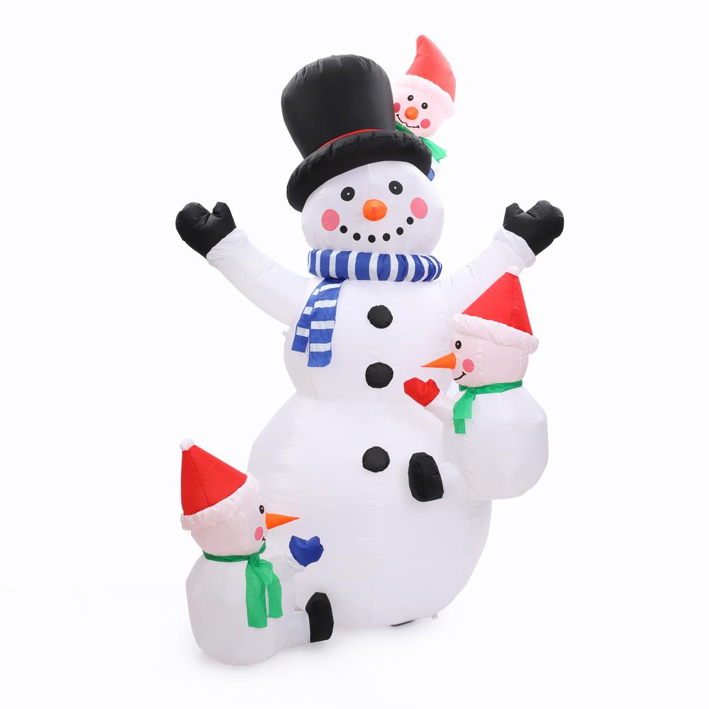8.5Ft Snowman and Snow Kids Inflatable with LED Lights