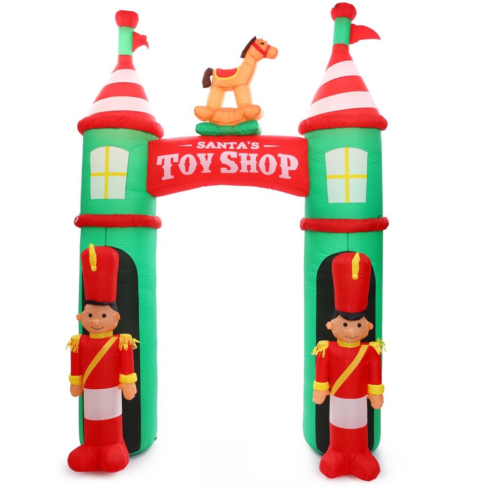 10Ft Toy Shop Inflatable Arch with Nutcracker Guards and LED Lights
