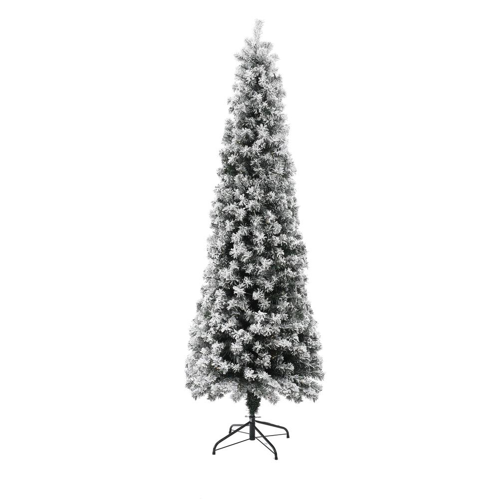 7Ft Pre-Lit LED Artificial Flocked Slim Fir Christmas Tree