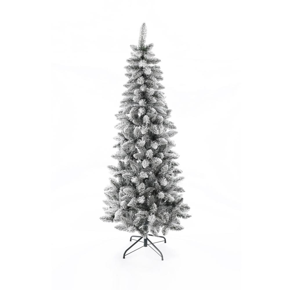 6Ft Artificial Flocked Slim Fir Christmas Tree