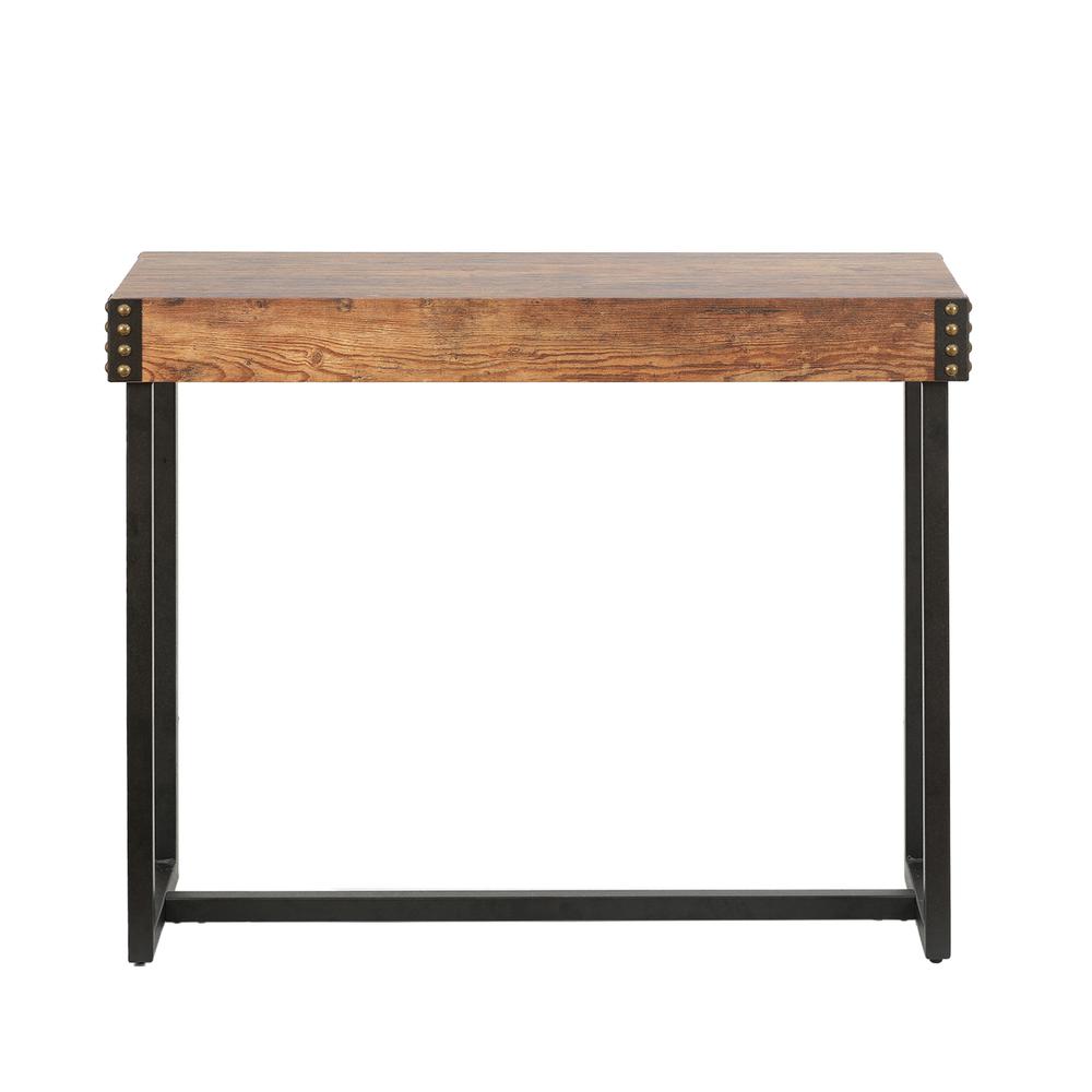 31.5" H Engineered Wood and Metal Console Table, Red Oak